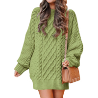 Pull à manches longues personnalisable pour femmes, couleur unie, col rond, tricots grande taille, style décontracté pour l'hiver