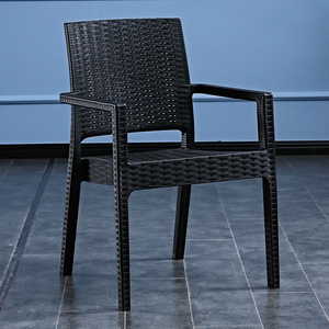 Silla de Ocio Moderna y Sencilla de Plástico Imitación Ratán con Reposabrazos para Balcón o <span class=keywords><strong>Terraza</strong></span> Exterior - Product Image 4