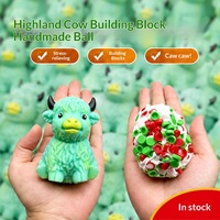 Jouet anti-stress en TPR en forme de vache des Highlands, motif dessin animé mignon, avec son craquant, pour soulager le stress