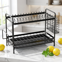 Étagère de rangement multifonctionnelle double couche en fer, rectangulaire, moderne, sur pied, non pliable, légère, facile à assembler, pour vaisselle de cuisine