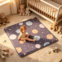 Tapis de jeu pour bébé en velours corail épais, antidérapant, écologique, non toxique, de style moderne, couleur unie