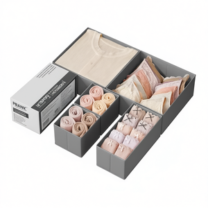 Organizador de cajones plegable de 6 piezas para almacenamiento de ropa con compartimentos para calcetines, ropa interior y camisetas - Product Image 2