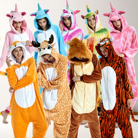Pyjama une pièce unisexe pour adulte en flanelle thermique, à manches longues, à capuche, motif animal de dessin animé, pour l'hiver, motif Arbre à feuilles caducules