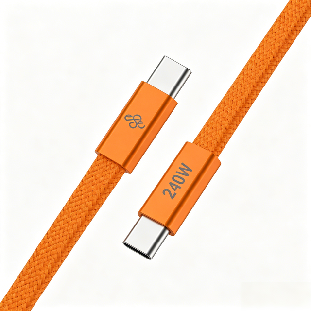 Factory Wholesale Braided Thin Flat Cable 240W USB-C to USB-C 6A Fast Charging Cable for Phone Tablet Camera