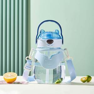 New Cute <b>Bear</b> Plastic Water Large Capacity With Straw Children's Outdoor Kettle Sports <b>Bottle</b> Cup - Product Image 5