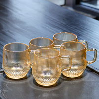 Coffret de luxe pour la maison : service à thé en verre ambré avec pichet et tasses