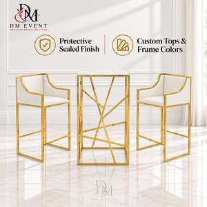 Table de cocktail à cadre diagonal avec plateau en verre miroir pour la location événementielle, idéale pour les banquets, mariages et fournisseurs, avec plateau en verre trempé - Product Image 1