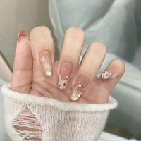 Faux Ongles à Presser pour Femme, Nude Blanc Extra Longs, Stiletto Ombré, Grandes Pierres Précieuses et Breloques en Cristal pour Style Luxe Glamour