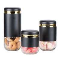 Pot de stockage en verre rond Homekitchen de 900ml 570ml 370ml avec récipient alimentaire en verre à boîtier métallique