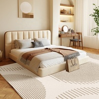Moderner Abstrakter Kunstkaschmir Weicher Großer Bodenteppich Beige und Warmgrau Creme Neutraler Bereichsteppich