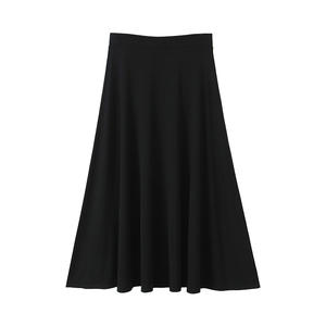 กระโปรงทรงเอเอวสูงไซส์ใหญ่สำหรับผู้หญิง รุ่น N9336 สีดำกราไฟต์ ผ้าวิสโคส ขอบเอวยางยืด - Product Image 1