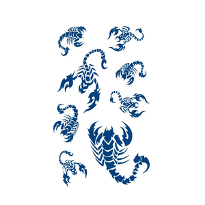 BXTAT GZ229to234 Temporaire Bleu Géométrique Tigre Scorpion Araignée Tatouages Papier Semi-permanent avec Période Plus Longue Genipa Juice - Product Image 2