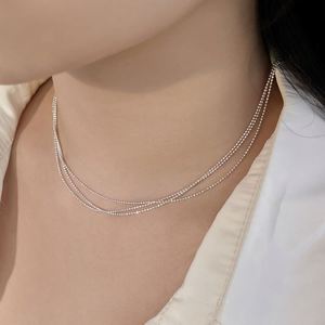 Collar de Perlas de Varias Capas con Diseño Elegante y Sencillo Dylam, Chapado en Rodio sobre Plata S925, para Mujer, Accesorios de Vestir - Product Image 3