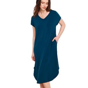 Camisón de Bambú Premium para Mujer, Manga Corta, Cuello en V, Vestido de Pijama de Verano, Ropa de Mujer al por Mayor, Fabricante de Vietnam - Product Image 1