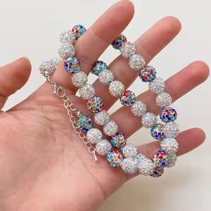 Collier et bracelet personnalisés en perles scintillantes de baseball, boules disco de 10 mm, collier en perles pour joueur de baseball - Choisissez les couleurs de votre équipe - Product Image 4