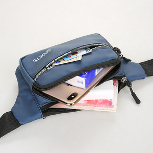 Unisex Waist Bag Blue Large Capacity Interior Zipper Pocket For Sports Outdoor Leisure Travel Detachable Strap - Product Image 1