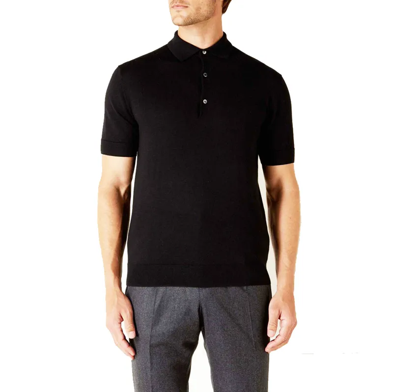 High Quality Custom 100% Cotton Black Breathable Golf Slim Fit Men Polo T Shirts