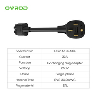 Cable de Extensión con Conector Ovrod NEMA 5-15 14-50 Gen 2 para Cargador de Vehículos Eléctricos, Compatible con Tesla Model S, 3, X, Y