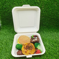 Boîtes à lunch écologiques en amidon de maïs de 8 pouces, compatibles micro-ondes, pour emporter