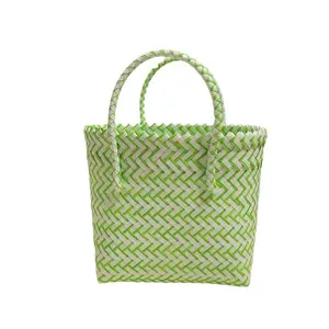 Straw Market Grocery Bin Toy Shopping Cart Handknitted Fashionable Striped Bag Large Capacity bags women luxury handbags