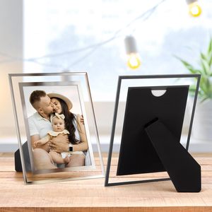 Silver Transparent Eco-Friendly Glass <b>Photo</b> <b>Frame</b> 4x6 5x7 <b>8x10</b> Customized Modern Classic Tabletop Display Wall Art - Product Image 3