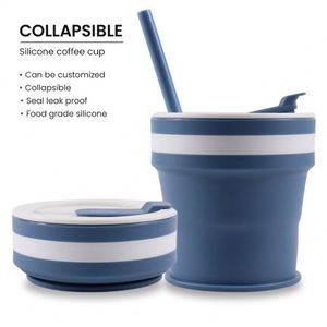 Tasse à café réutilisable avec logo imprimé, sans BPA, portable, 350 ml, 12 oz, pliable, en silicone de qualité alimentaire, tasse pliable, tasse à café de voyage avec couvercle - Product Image 4