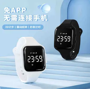 Không có ứng dụng Pedometer Đồng hồ đeo tay theo dõi giấc ngủ theo dõi tập thể dục rung im lặng đồng hồ màu đen đơn giản