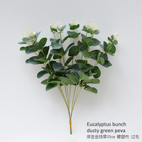 Bouquet de plantes artificielles vertes givrées de 33cm de long bouquet de feuilles d'eucalyptus en soie pour la décoration de fête à la maison centres de table