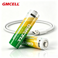 Gmcell aa No.5 batterie au lithium aa kku voiture jouet 14500 3.7v 1.5v minuscule batterie usb rechargeable