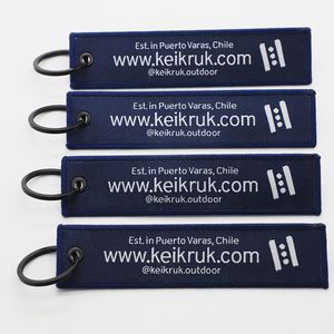 Porte-clés tissé personnalisé pour marque de vêtements d'extérieur, avec anneau porte-clés, pour commande en gros de jet tags, destiné aux articles promotionnels - Product Image 3