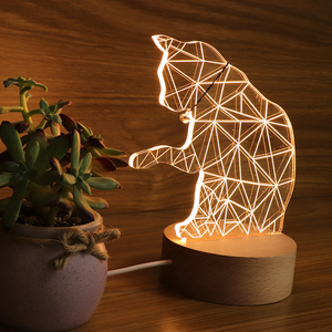 <span class=keywords><strong>Lampe</strong></span> <span class=keywords><strong>chat</strong></span> base en bois pour chambre à coucher veilleuse <span class=keywords><strong>chat</strong></span> acrylique vente en gros - Product Image 3