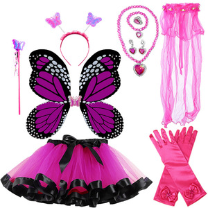Wholesale Princess Children Girls <strong>Fairy</strong> Costume <strong>Dress</strong> <strong>up</strong> Halloween Party with Butterfly Wings Tutu Wand and Accessories Set - Product Image 3