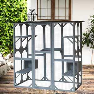 Gran casa de madera para gatos, refugio para gatos al aire libre con fácil entrada - Product Image 1