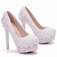 Escarpins à perles pour femmes BS007, talons fins de 14 cm, chaussures de mode pour mariage, chaussures de soirée printemps automne, grandes tailles 36-41
