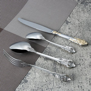 Ensemble de couverts en acier inoxydable pour cuisine occidentale rétro de style impérial transfrontalier - Ensemble couteau, fourchette et cuillère - Product Image 3