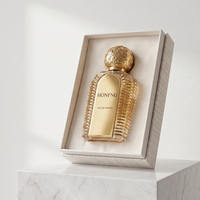 Vente en gros d'usine, flacon de parfum en verre plat à nervures verticales, embossé, de luxe, avec plusieurs couvercles, emballage en boîte cadeau pour parfum