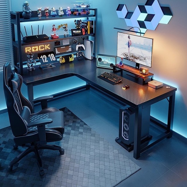 Gaming Computer Desk  L-Shaped Gamer Table E-Sports Gaming Table Pc Desk Carbon Fiber Gaming Desk