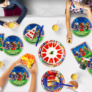 Articles de fête sur le thème du football pour les jours de match, décorations d'anniversaire pour les fans de football, <span class=keywords><strong>vaisselle</strong></span> jetable, assiettes en papier, nappe, bannière - Product Image 2
