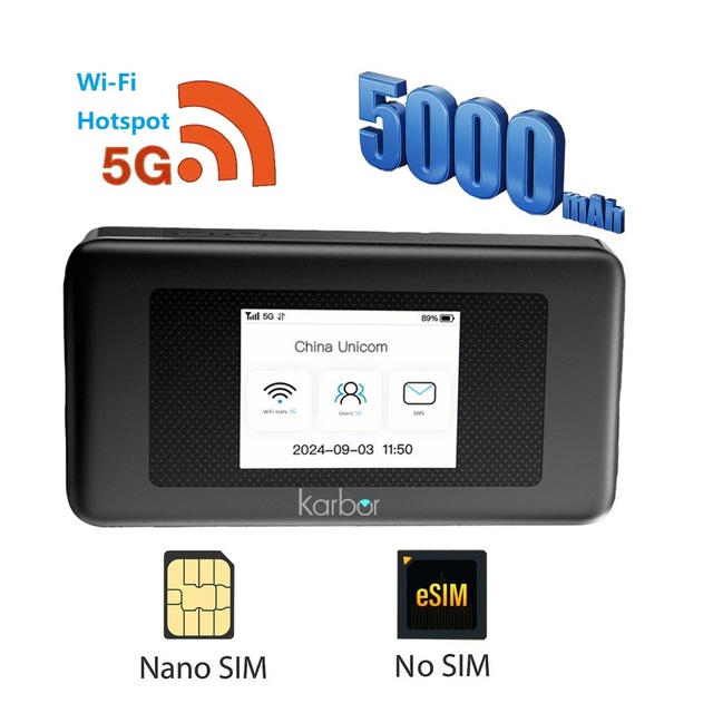 Hot Seller MF511 5000mAh 5G Dual-Band Portable WiFi Router Streaming Hotspot with SIM Slots ESIM for SOHO