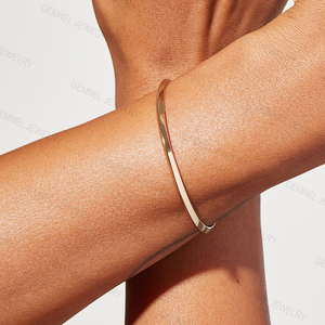 Gemnel 925 Sterling Silver With Real <strong>Gold</strong> Plated Wholesale Custom Engraved Logo Cuff Bracelets <strong>Bangles</strong> for Women - Product Image 4
