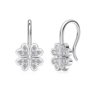 Dylam Personalized Design Plated 925 Sterling Silver 5A Cubic Zirconia Four Leaf Clover Lucky Stud <b>Hook</b> <b>Earrings</b> Jewelry - Product Image 1