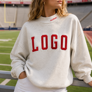 Felpa da <span class=keywords><strong>Donna</strong></span> Personalizzata Taglie Forti in Maglia con Collo Alto, 100% Cotone, Logo <span class=keywords><strong>Vintage</strong></span> con Ricamo sul Collo, Pullover Sportivo Casual - Product Image 1