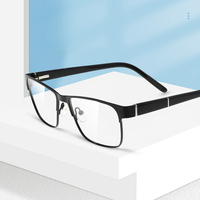 Monture de lunettes optiques rectangulaires en métal pour hommes, monture de lunettes optiques en alliage léger, 3 couleurs pour le bureau et un usage quotidien