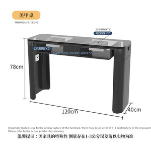 Tempered Glass Nail Salon Furniture Set with Vacuum Cleaner - Simple and Luxurious Nail Salon Black and Gold <b>Manicure</b> <b>Table</b> - Product Image 4