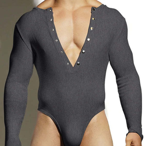 Intimo uomo grigio nuova tuta Sexy da uomo Sexy aderente a maniche lunghe a triangolo tuta per uomo Gay body ragazzo Gay - Product Image 1