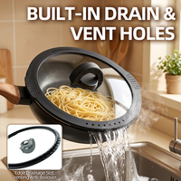Ustensiles de cuisine écologiques sur mesure avec trous de ventilation intégrés, couvercles universels en verre trempé pour casseroles et poêles