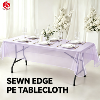 Nappe rectangulaire en PE à bords cousus, motif lavande, résistante aux taches, jetable, pour mariage, anniversaire, fête prénuptiale