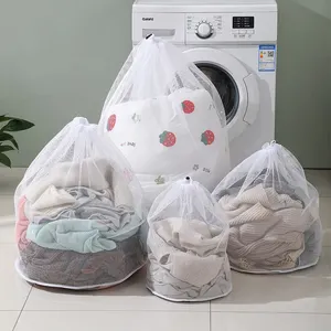 FF258 Wholehold giysi koruyucu kalınlaşmak makine yıkanabilir çamaşır torbası seyahat için İpli kaba file çamaşır torbası çamaşır torbası
