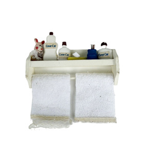 Mueble de Baño de Madera a Escala 1:12 para Casa de Muñecas con Toallero y Portarrollos de <span class=keywords><strong>Papel</strong></span> Higiénico - Product Image 5