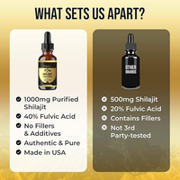 Vente en gros OEM Marque privée 30ml 100% Huile de résine de Shilajit de l'Himalaya en gouttes liquides, Compléments alimentaires pour la santé et la concentration cérébrale